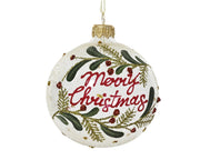 kerstbal glas clear merry christmas transparant d.8cm