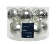 kerstballen glas shiny/mat mix zilver d.6cm koker a 10 stuks