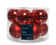 kerstballen glas shiny/mat mix kerstrood d.6cm koker a 10 stuks