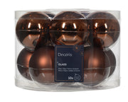 kerstballen glas shiny/mat mix espresso d.6cm koker a 10 stuks