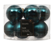 kerstballen glas shiny/mat mix emerald d.6cm koker a 10 stuks