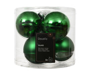 kerstballen glas shiny/mat mix jolly groen d.8cm koker a 6 stuks