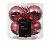 kerstballen glas shiny/mat mix bloesem roze d.8cm koker a 6 stuks