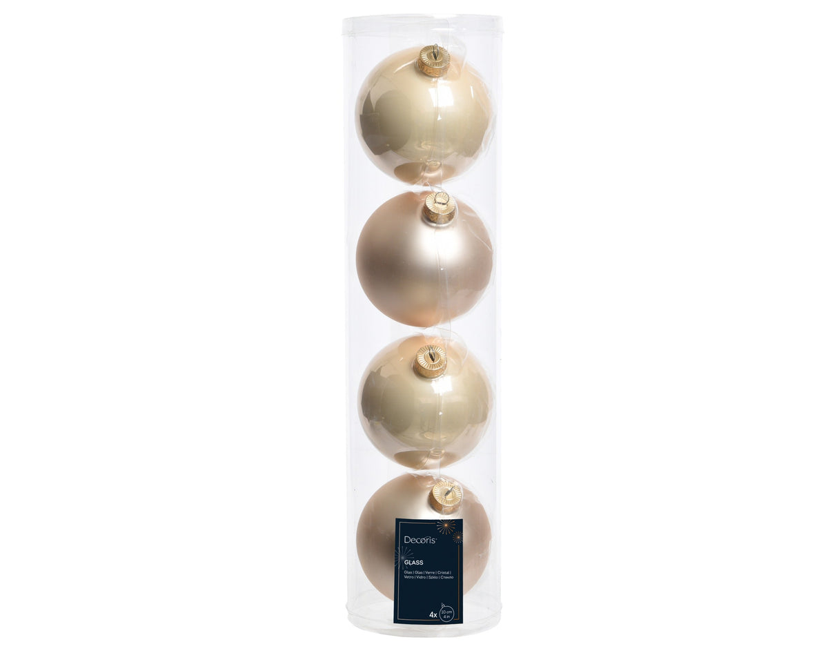 kerstballen glas enamel,matt mix parel d.10cm