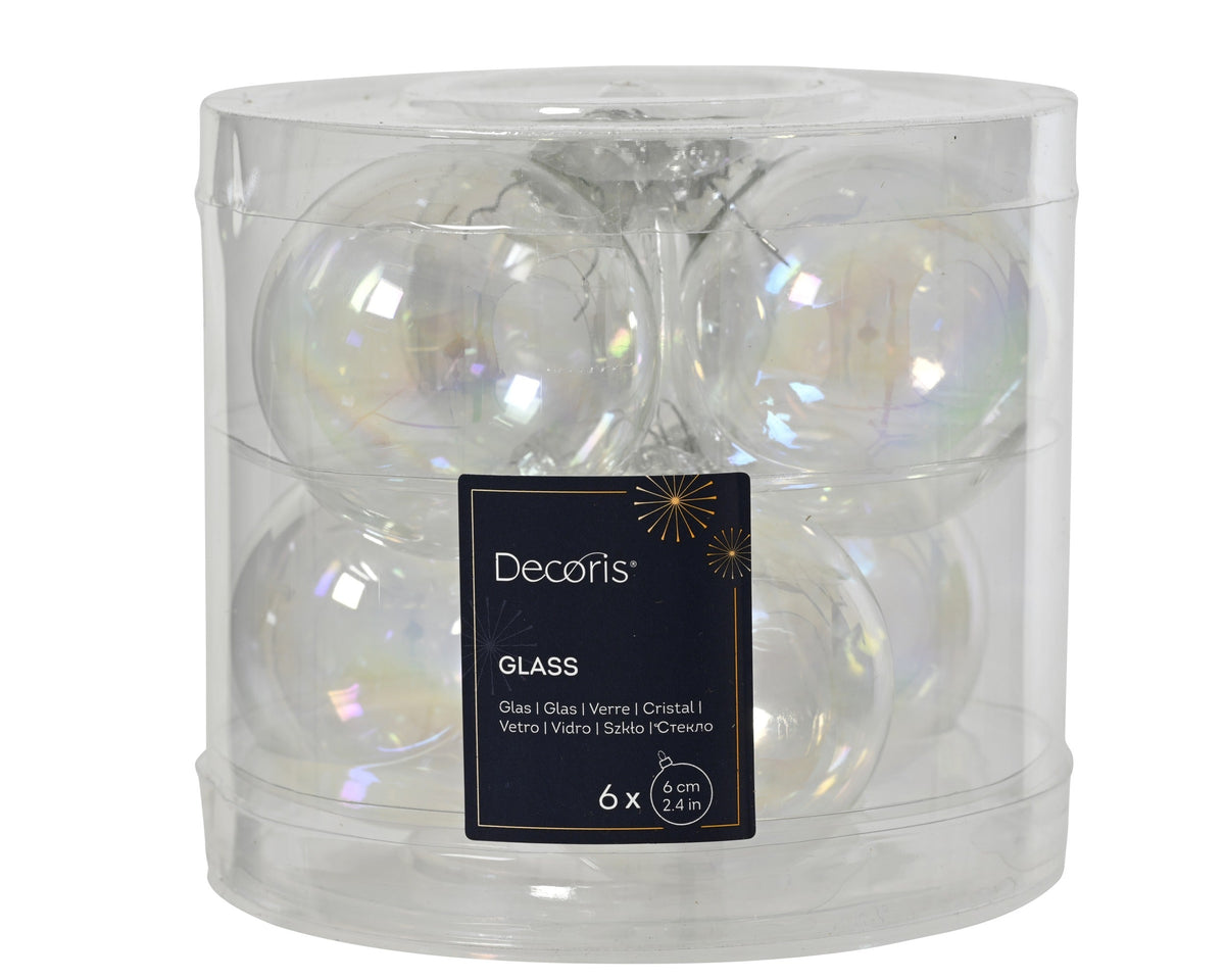 kerstballen glas unsilvered transparant/iris d.6cm