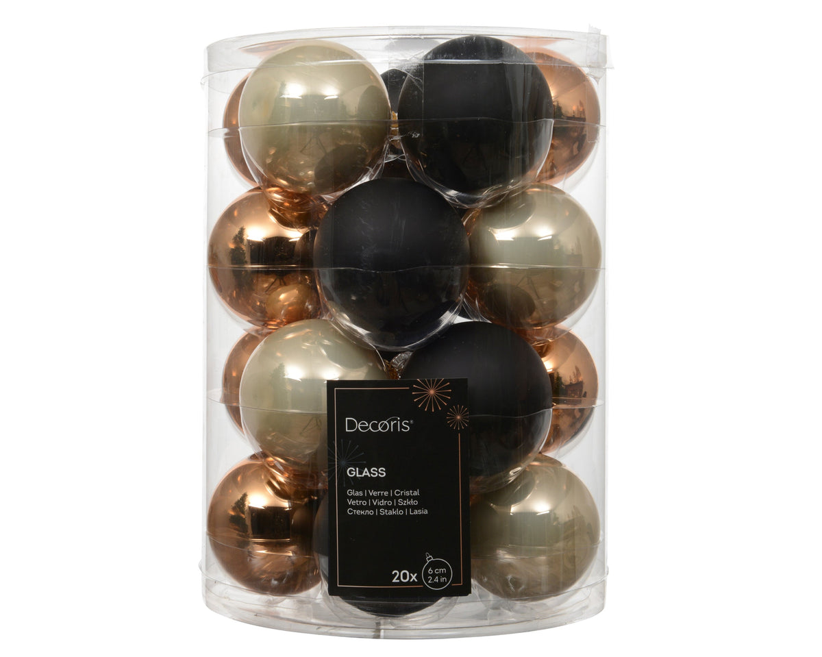 kerstballen glas enamel, shiny, matt mix zwart/kleur(en) d.6cm