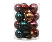 kerstballen glas shiny mix ossenbloed/kleur(en) d.6cm