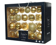 kerstballen glas mix dia7cm 42 stuks lichtgoud