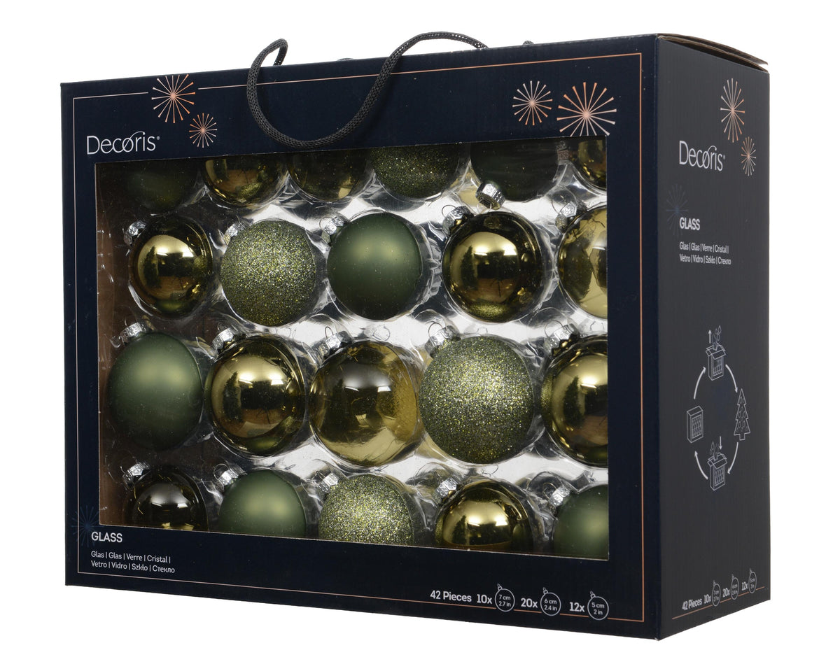 kerstballen glas mix dia7cm 42 stuks rosemarijn