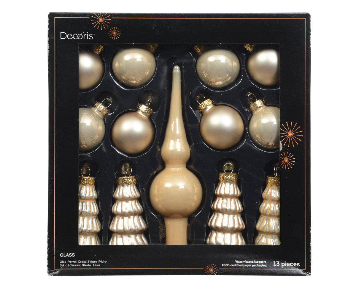 ornament glas enamel - matt mix parel d.3cm