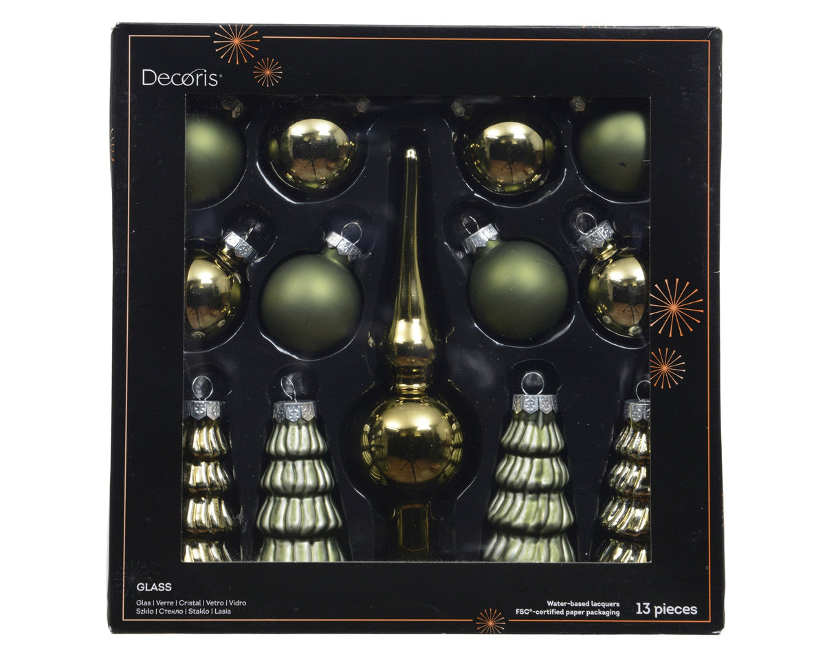 ornament glas shiny - matt mix rosemarijn d.3cm