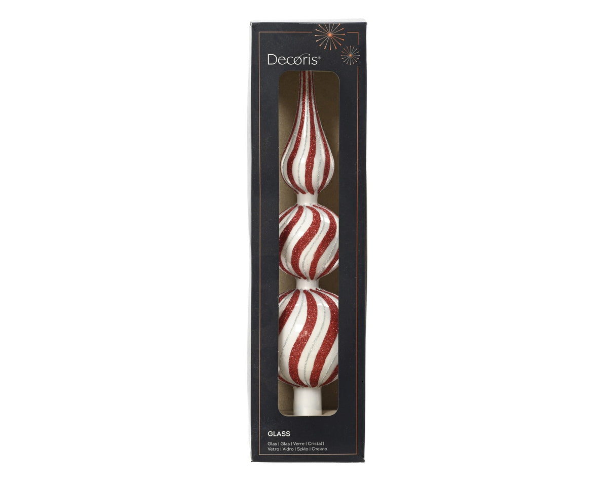 piek glas enamel, glitter glitter swirl red silver multi l.8cm x w.8cm x h.31cm