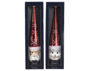 piek glas shiny hat with snowflakes 2ass rood/wit d.7.5cm x h.30cm