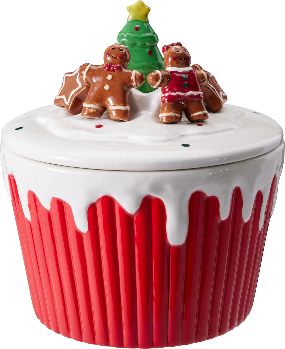 voorraadpot dolomiet 19x19x20cm kerstcake dessin