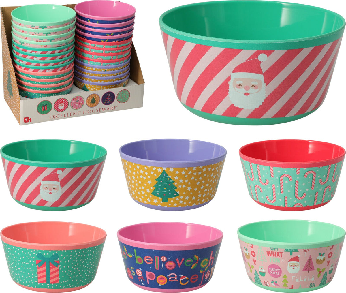 schaal melamine dia 14xh7cm 6ass xmas design