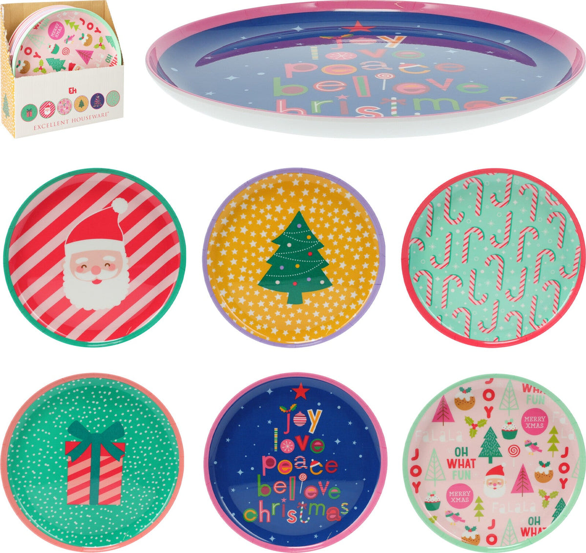 bord melamine dia 25cm 6ass xmas design