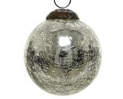 kerstbal glas crackle zilver d.7.5cm x h.7.5cm