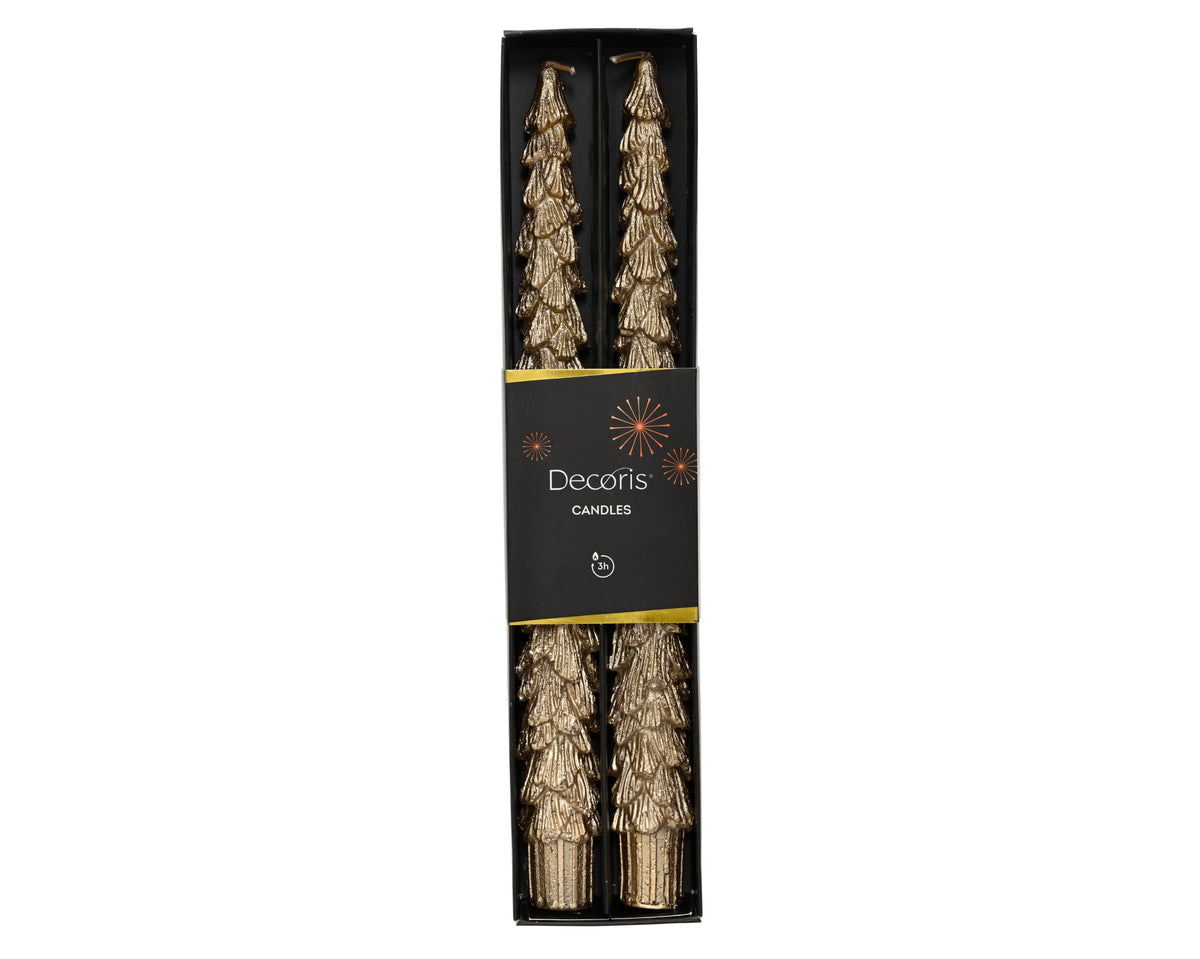 kaars paraffine dinner candle tree metallic goud d.2.1cm x h.25cm