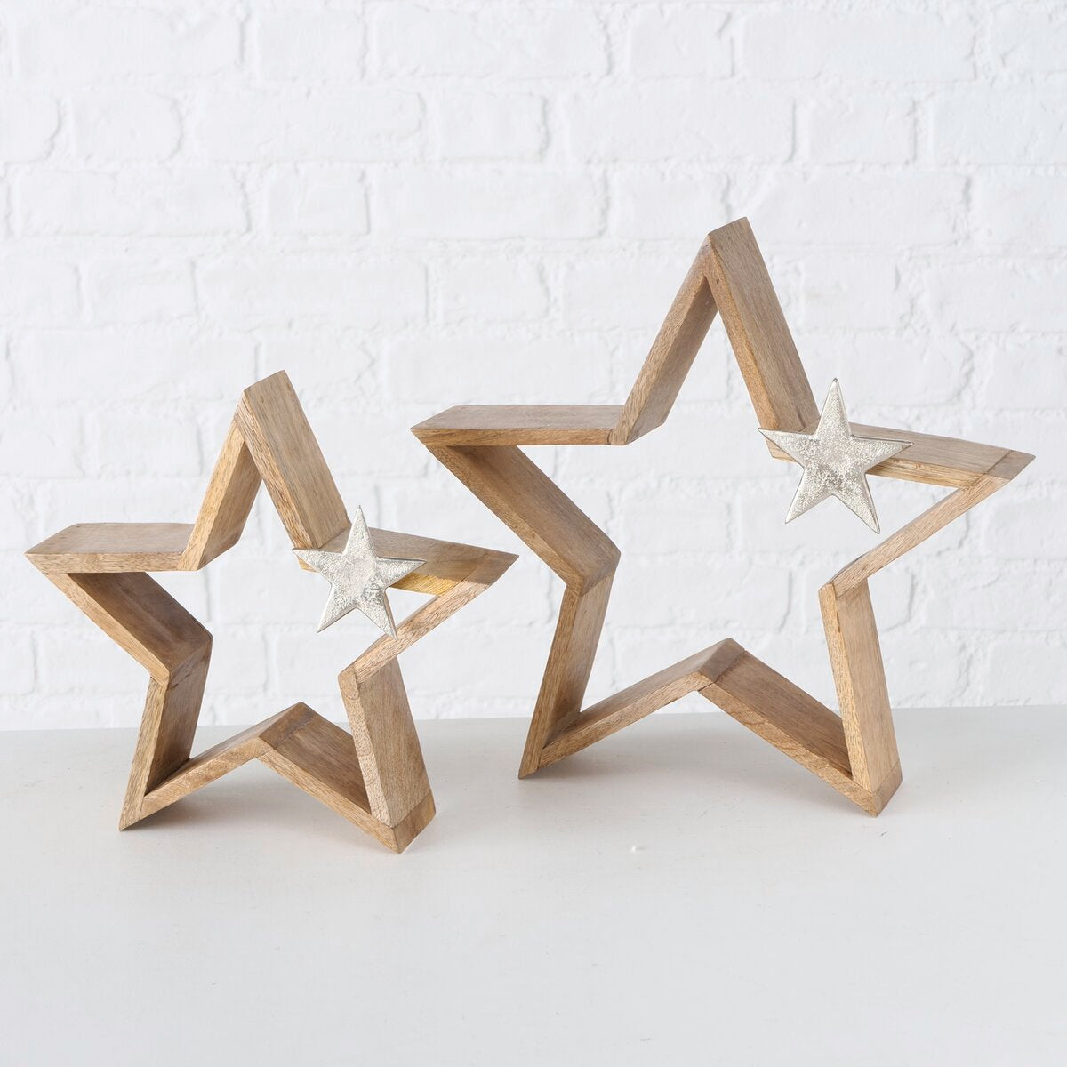 decoratieve standaard arbusta, ster, h 33,00 cm, mango (mangifera indica l.), alu, veelkleurig