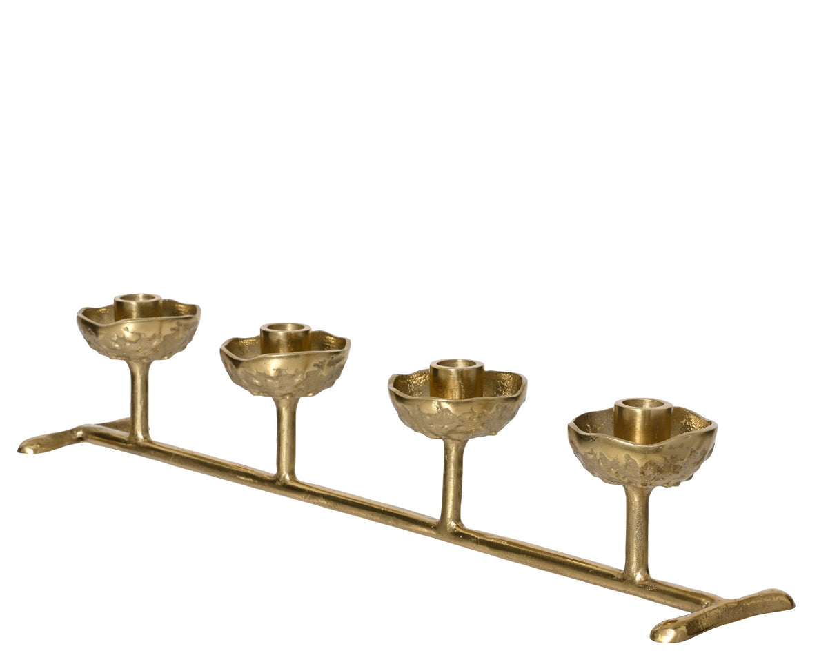 kandelaar aluminium goud l.57cm x w.11cm x h.11cm