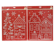 raamdecoratie pvc iridescent glitter house 2ass wit l.34.5cm x w.24cm x h.0.01cm