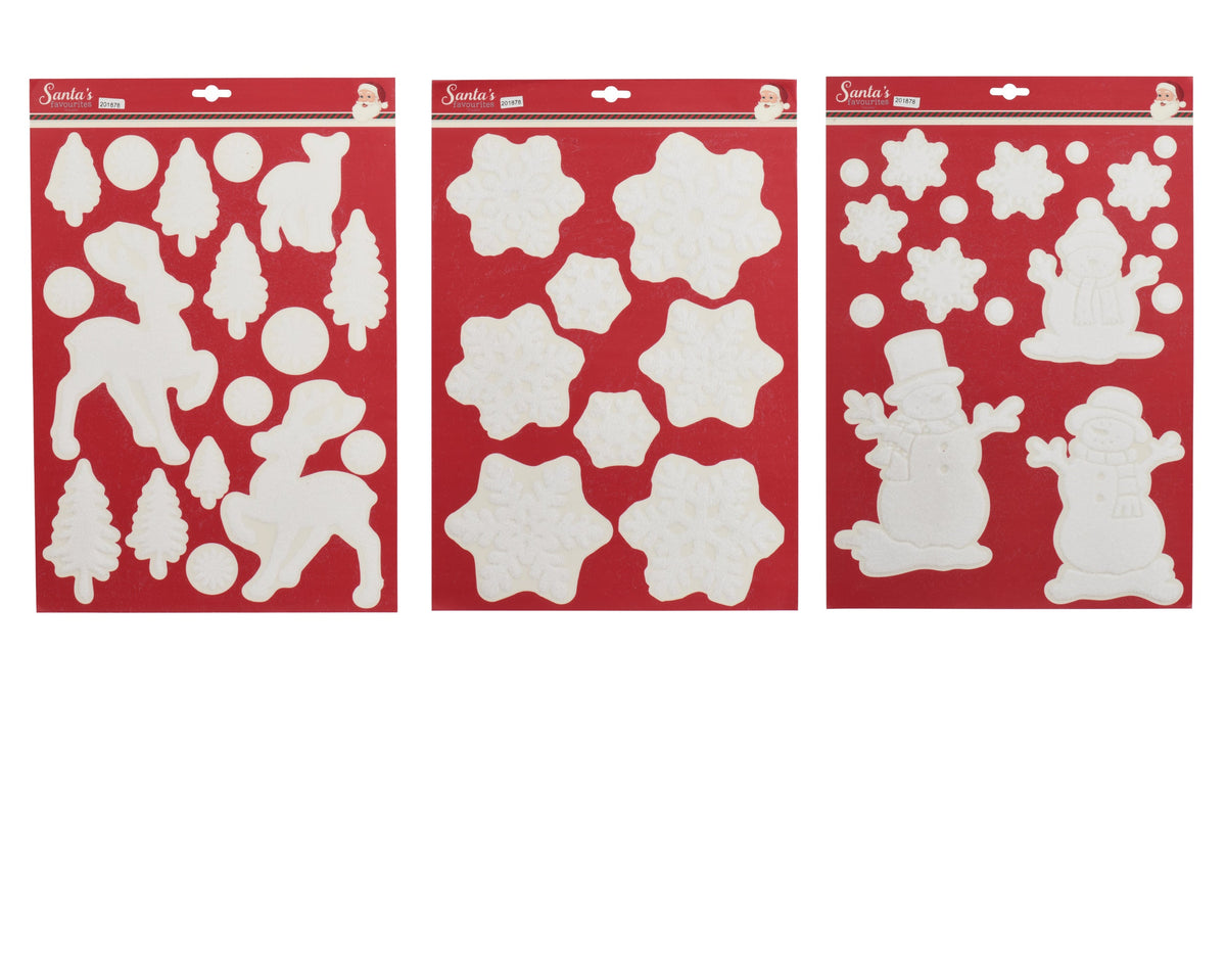 raamdecoratie pvc flock figures 3ass wit l.39.8cm x w.30cm x h.0.01cm