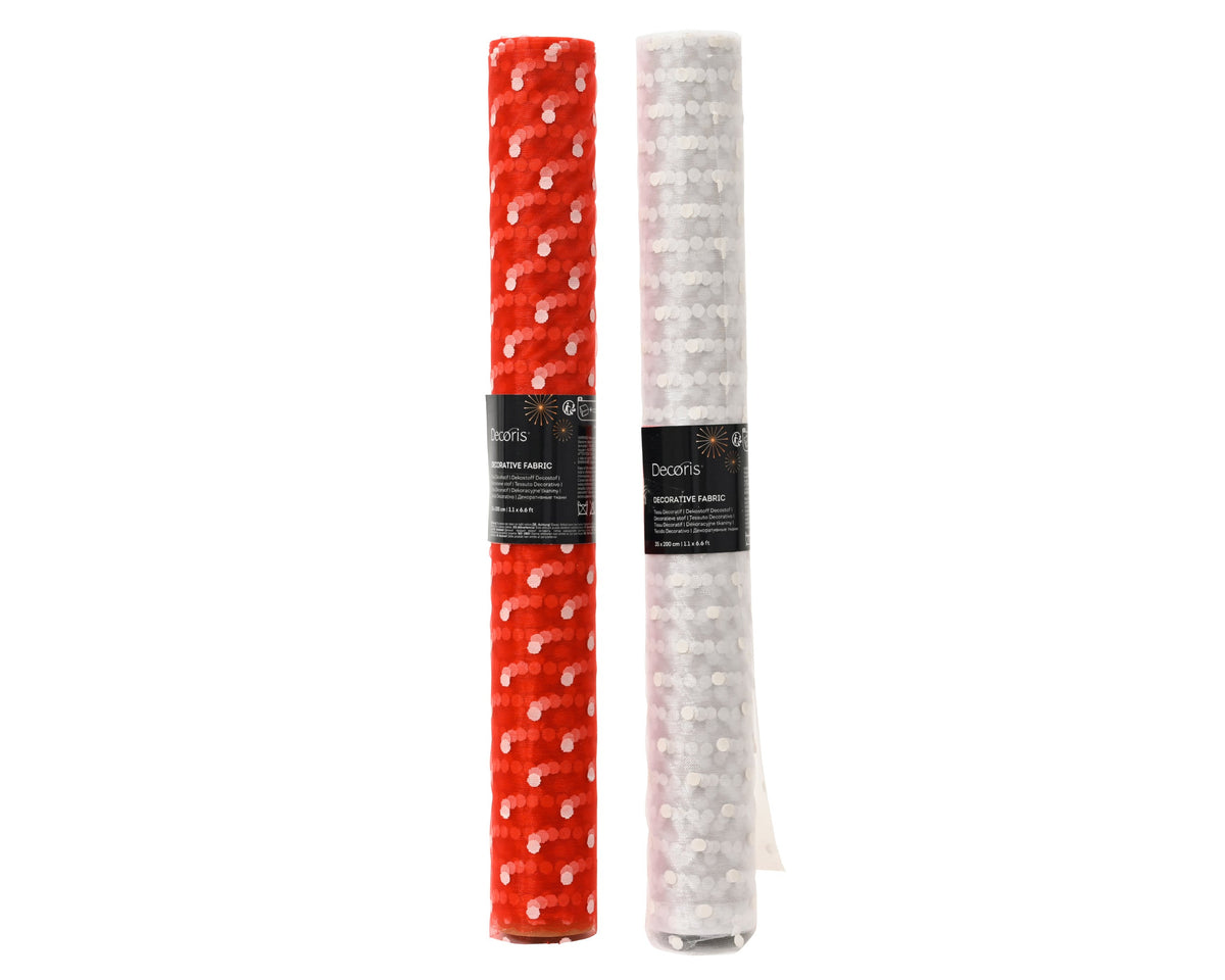 decostof polyester organza white dots 2ass assortie l.200cm x w.35cm x h.0.01cm