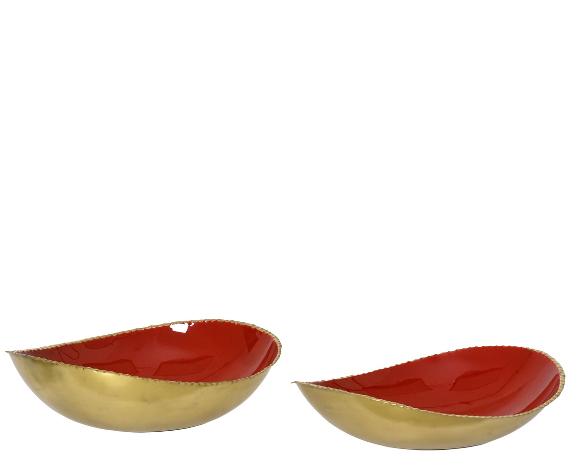 bord aluminium enamel yes kerstrood/goud l.33cm x w.28cm x h.9cm