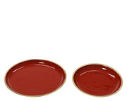 bord aluminium enamel yes kerstrood/goud d.26cm x h.2cm