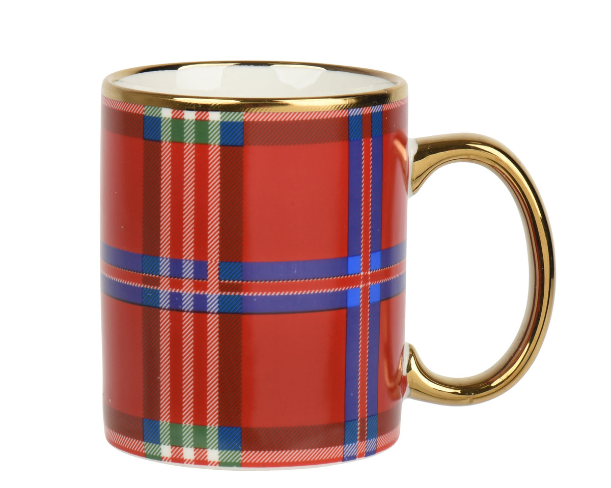 mok porselein decal the rim with gold electroplated rood/kleur(en) d.8cm x h.9.9cm