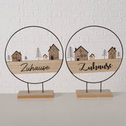 decoratieve standaard , 2 ass., rond, met stand, h 34,00 cm, mdf, multiplex, ijzer