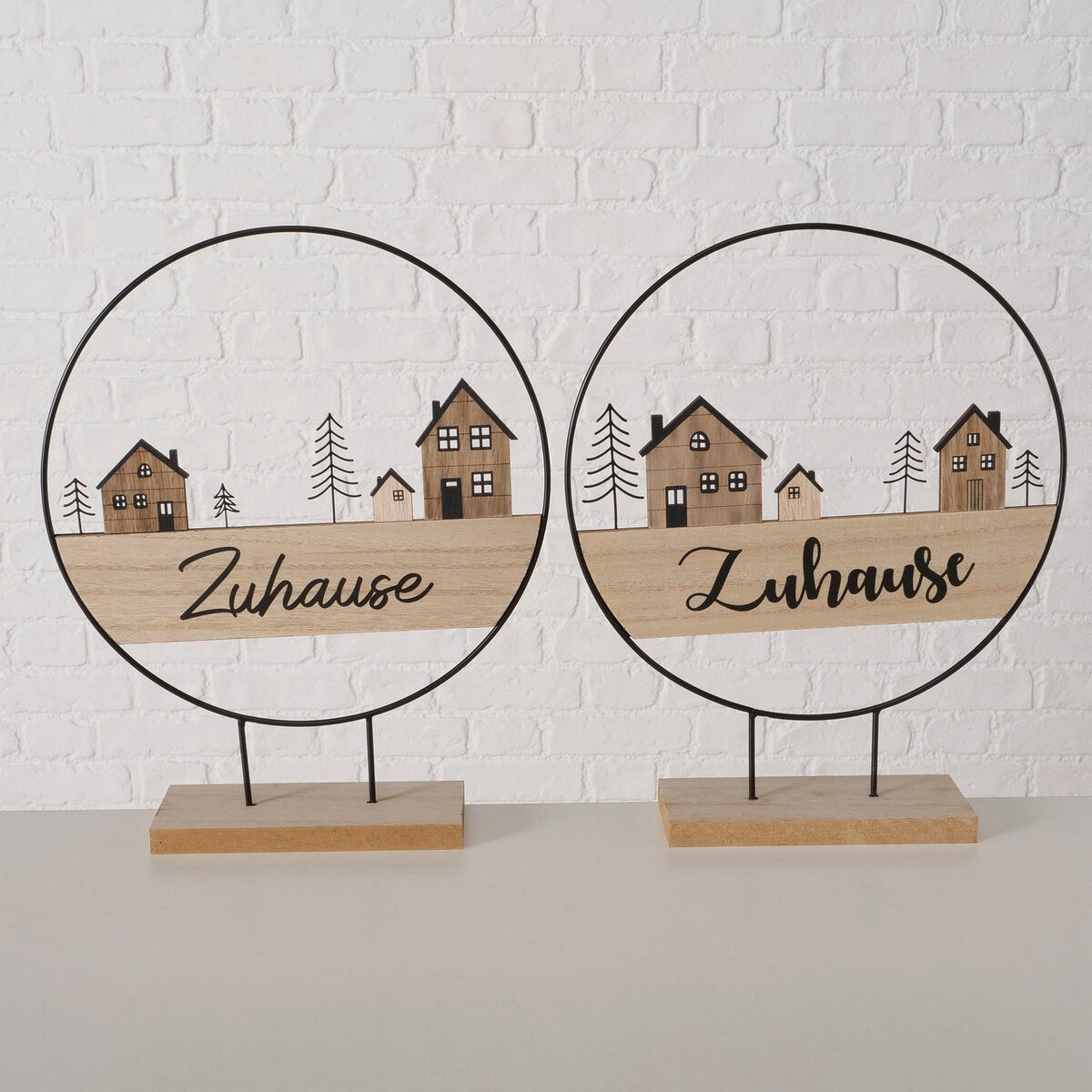 decoratieve standaard , 2 ass., rond, met stand, h 34,00 cm, mdf, multiplex, ijzer