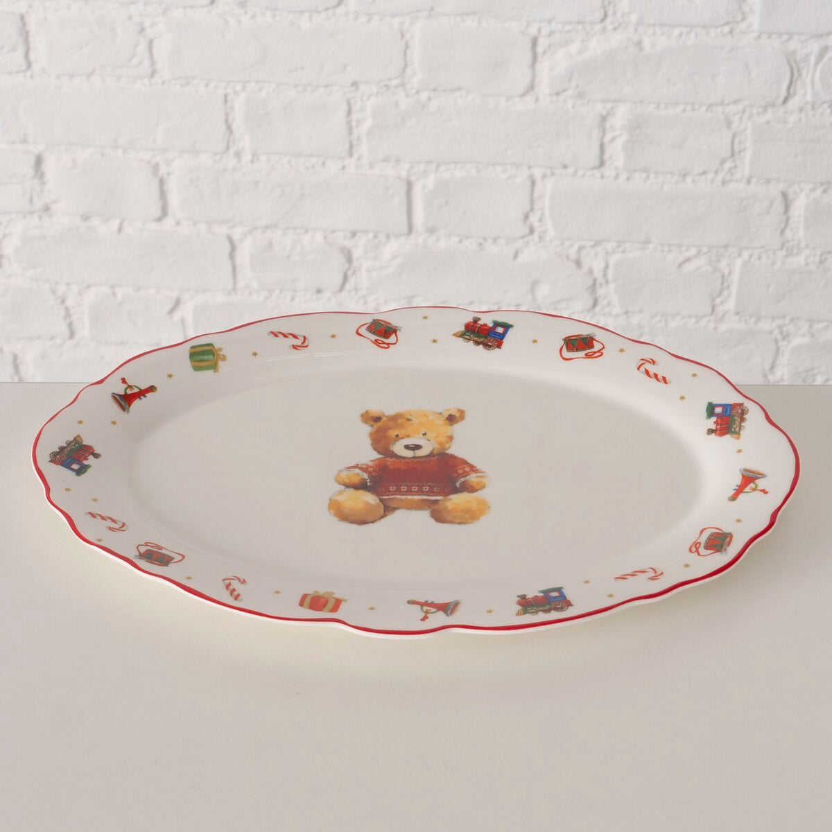 dienblad bailey, ovaal, b 21,20 cm, new bone, kleurrand, motief, veelkleurig