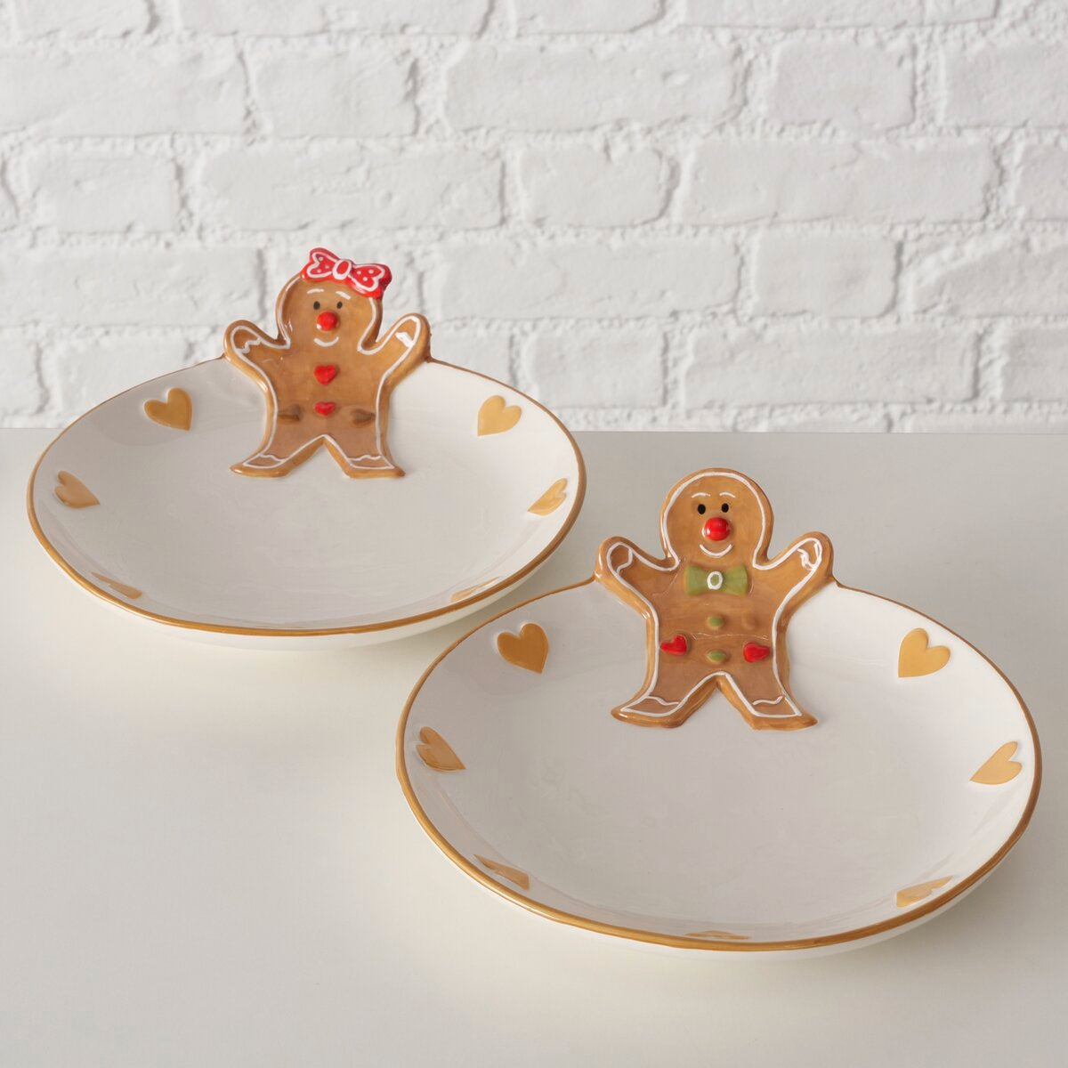 bord ginger, 2 ass., steengoed, veelkleurig, brn, wt, rond