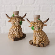 figuur hove, 2 ass., buffel, h 9,00 cm, synthetische hars, brn