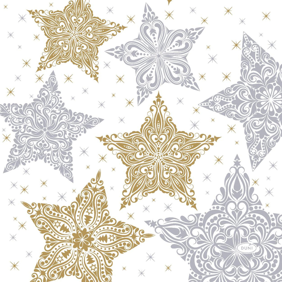 servetten snowstars white 3-laags tissue 33 x 33 cm
