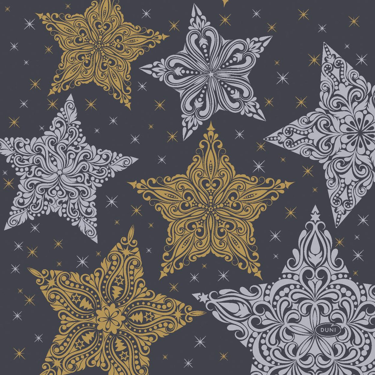 servetten snowstars black 3-laags tissue 33 x 33 cm