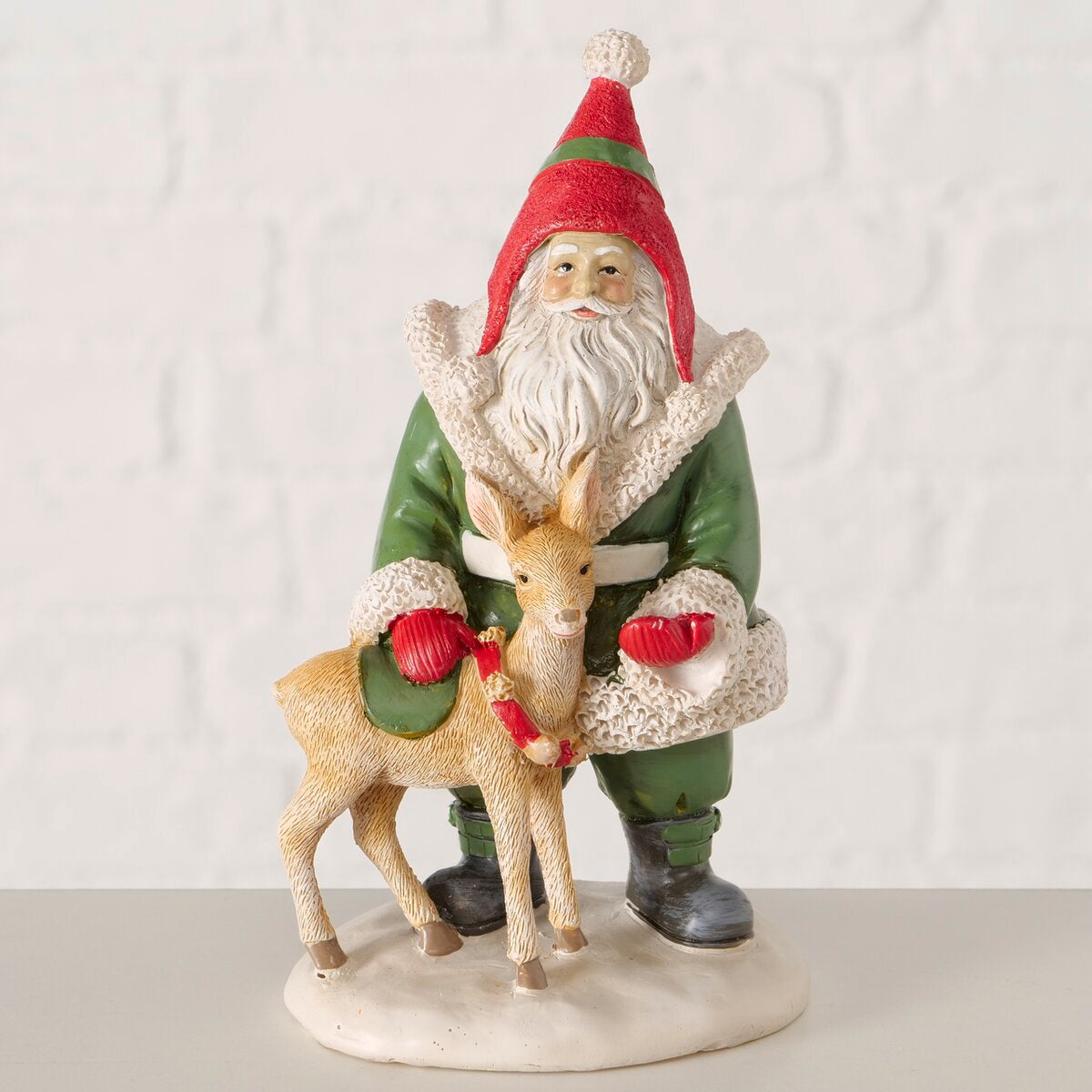 figuur paolos, ree, kerstman, h 14,50 cm, synthetische hars, wt, grn, rd
