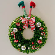 hangende krans merry, kstf, polyester, glans, veelkleurig, grn, rd