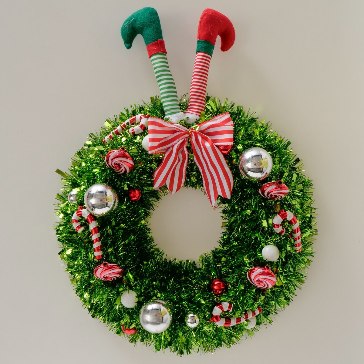hangende krans merry, kstf, polyester, glans, veelkleurig, grn, rd