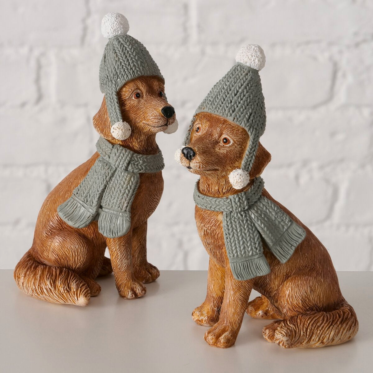 figuur wuffi, 2 ass., hond, h 13,00 cm, synthetische hars, brn