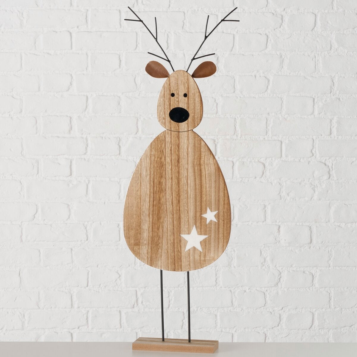 figuur hirschel, hert, h 74,00 cm, moeraspijnboom (pinus elliottii), ijzer, zwrt, ntrl