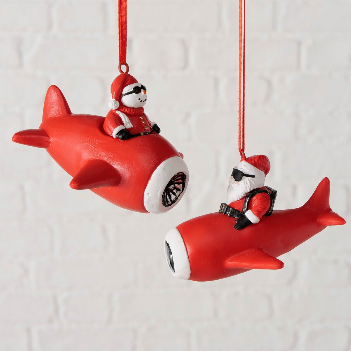 kersthanger harries, 2 ass., kerstman, vliegtuig, l 9,00 cm, h 7,00 cm, mat