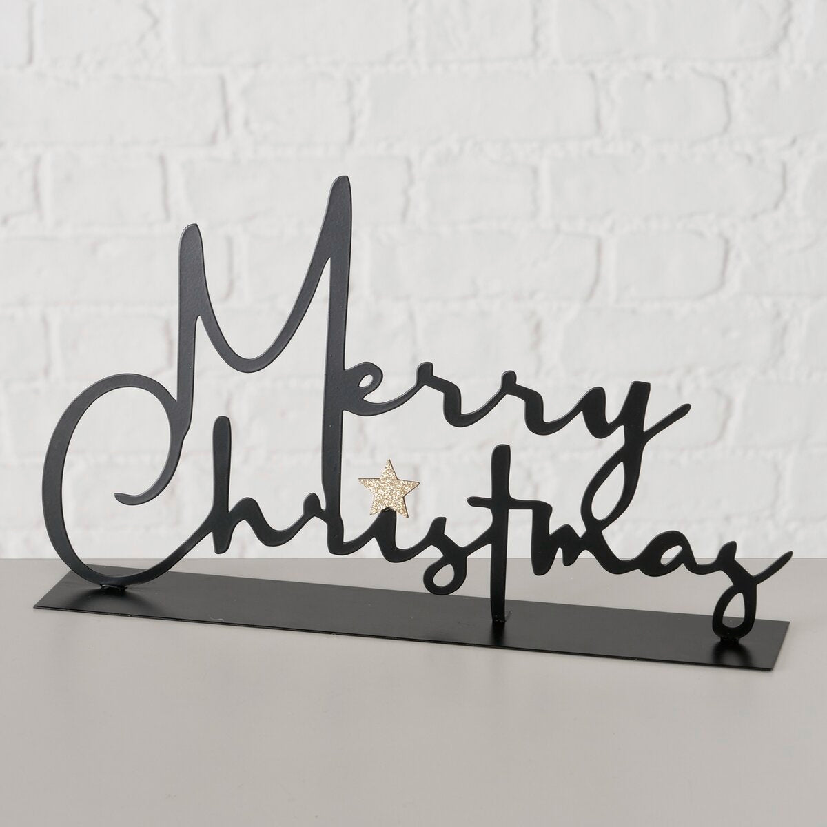 belettering merry christmas, rechthoek, b 5,00 cm, h 17,50 cm, ijzer, polyester