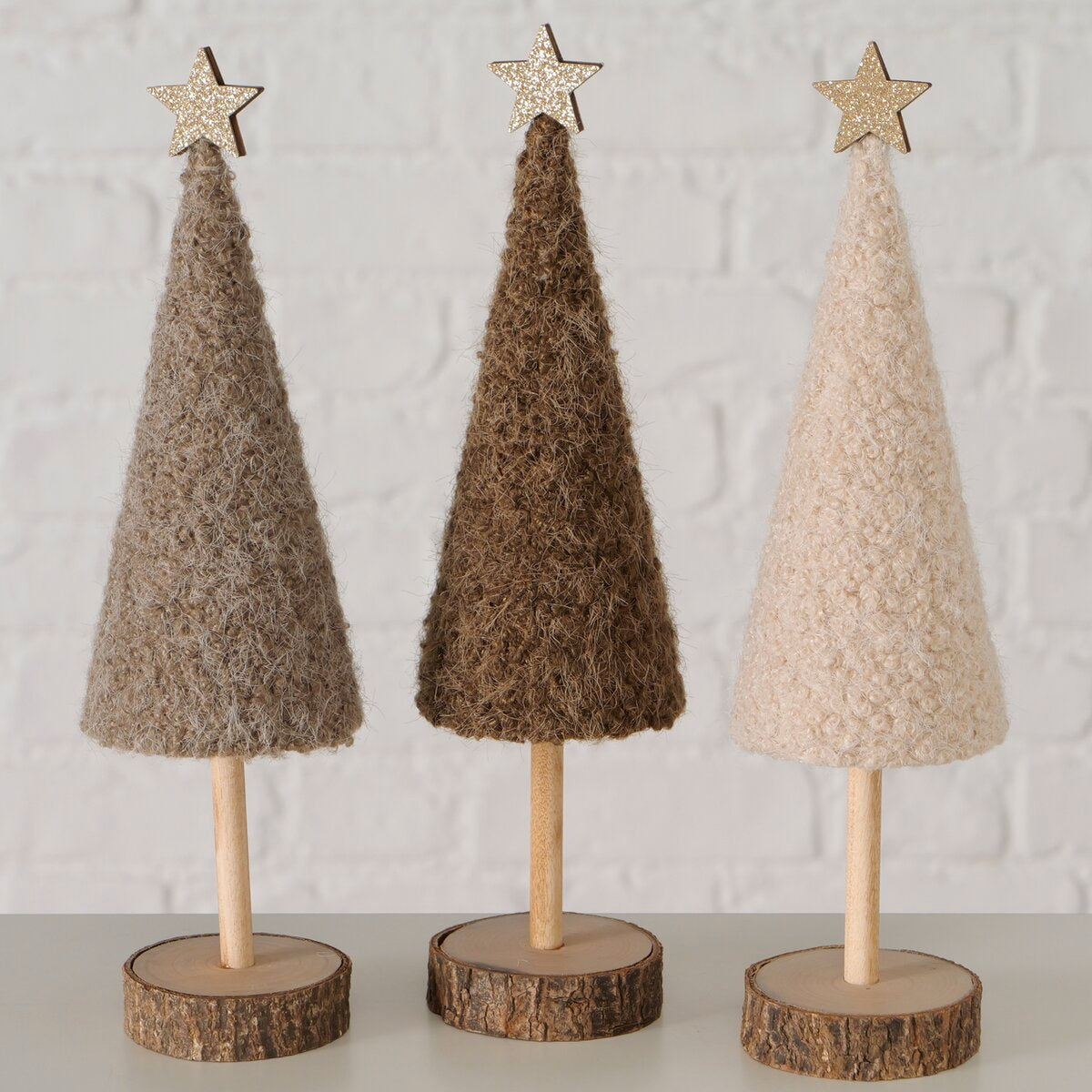 decoratieve standaard gunno, 3 ass., kerstboom, met stand, h 24,00 cm, schima (schima spp.), ijzer, polyester