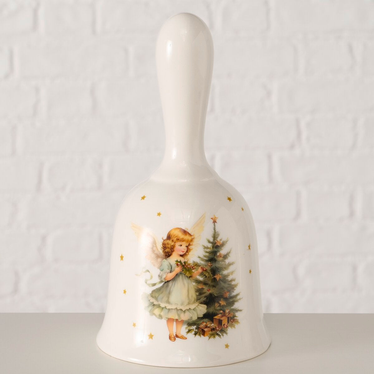 decoratieve standaard clara, klok, h 17,50 cm, steengoed, veelkleurig