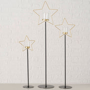 windlicht shiny, rond, ster, h 56,00 cm, ijzer, helder glas, effen