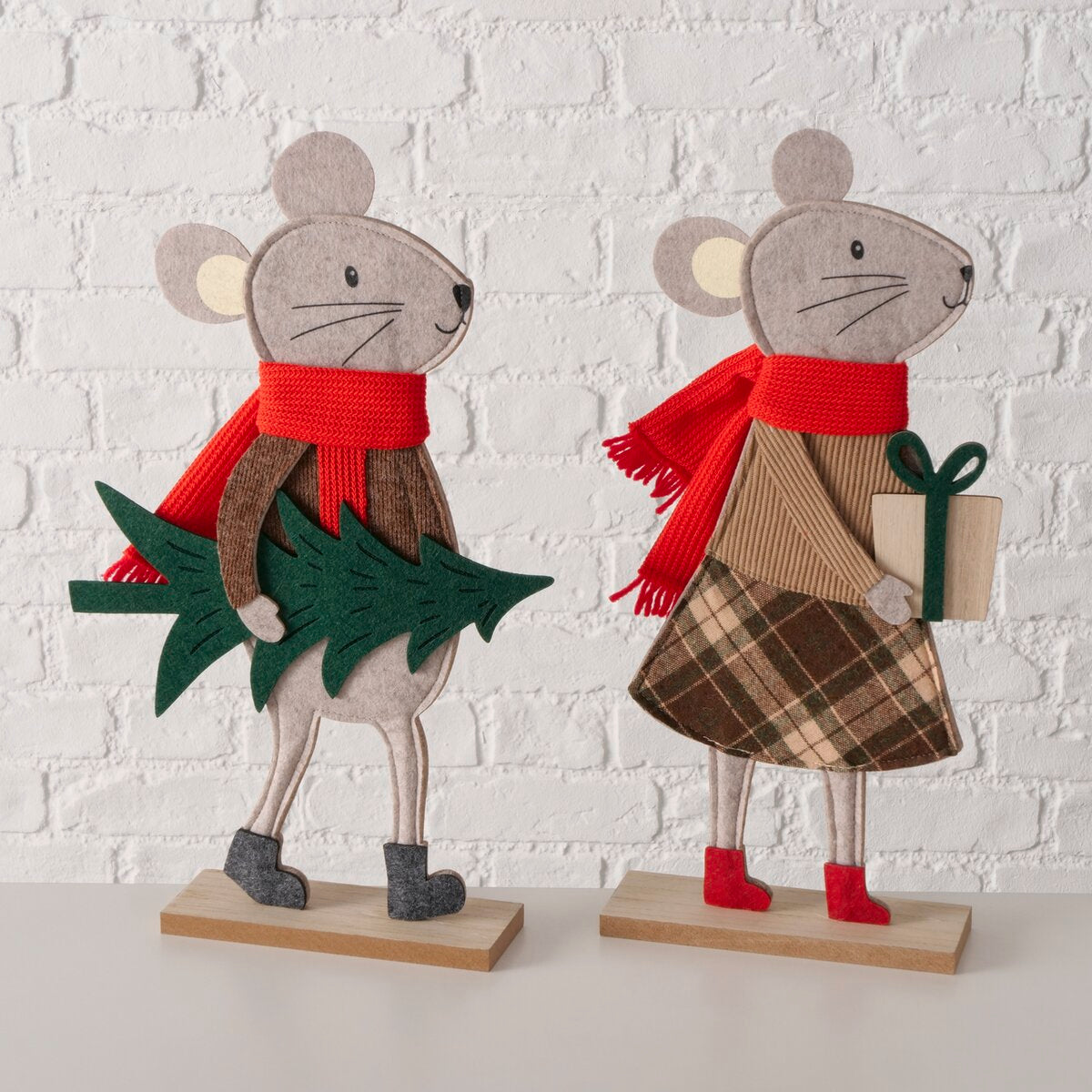 figuur millie, 2 ass., muis, h 42,00 cm, mdf, polyester, bg, brn, grn, rd