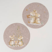 tafelset  mausi, 2 ass., polyester, motief, effen, muis, kerstboom, geschenk, nee
