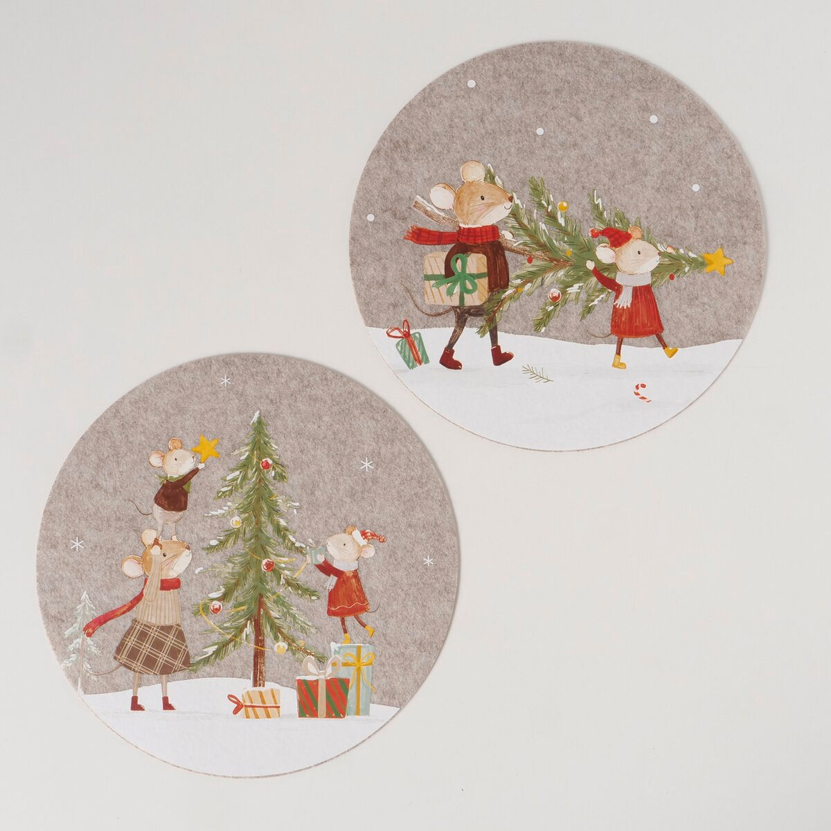 tafelset  millie, 2 ass., polyester, motief, veelkleurig, muis, kerstboom, nee
